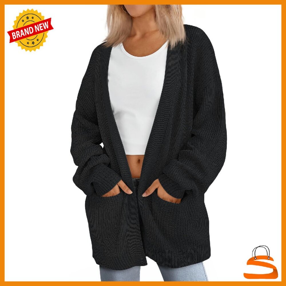 Oversized Knit Cardigan With Pockets, Slouchy Fit, Soft Material